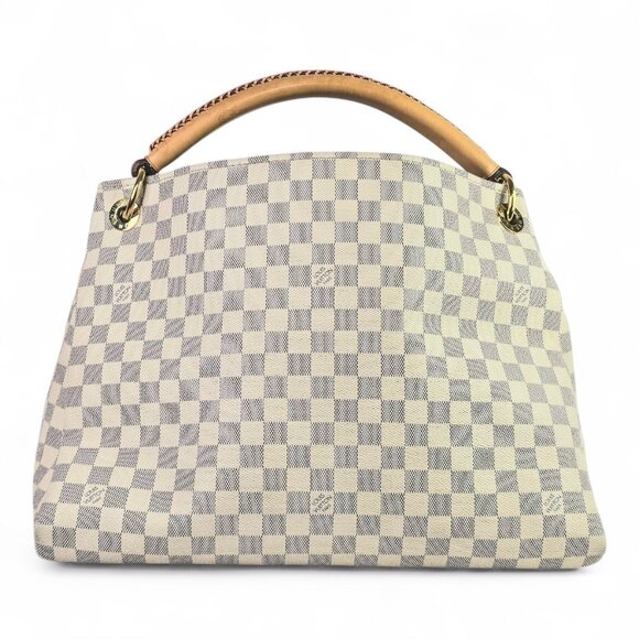 LOUIS VUITTON Azur Artsy MM White Shoulder Bag Monogram Woven Handle LV Tote - Picture 3 of 16